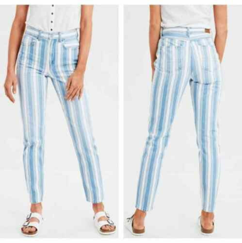 American Eagle striped mom jeans size 8 long
